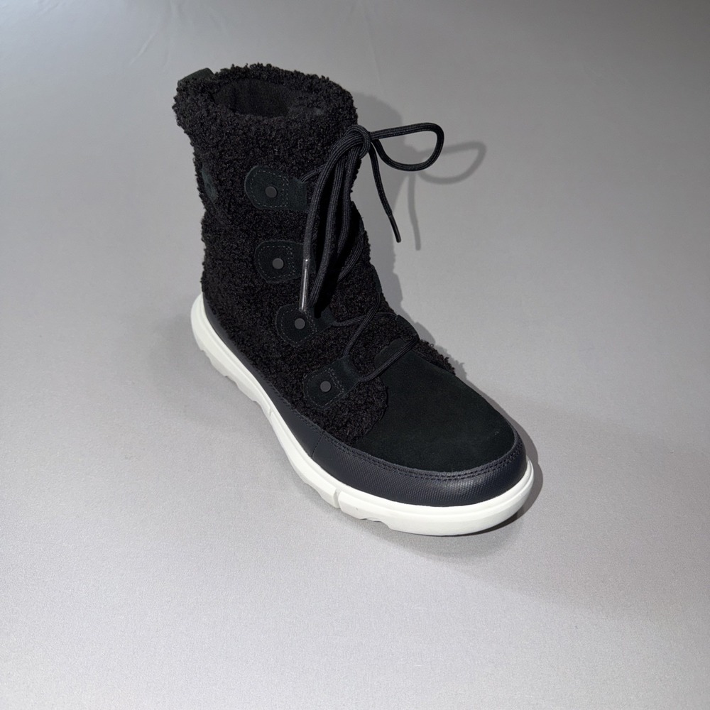 Sorel Explorer II Joan Cozy Lace Up Boots Woman's Size 10 Black Teddy NL4455-011
